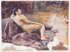 Pauline Plummer (b.1933) - 20th Century Oil, Life Study on Bed