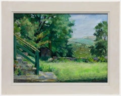 Pauline Plummer (b.1933) - 20th Century Oil, Mountains from a Welsh Garden