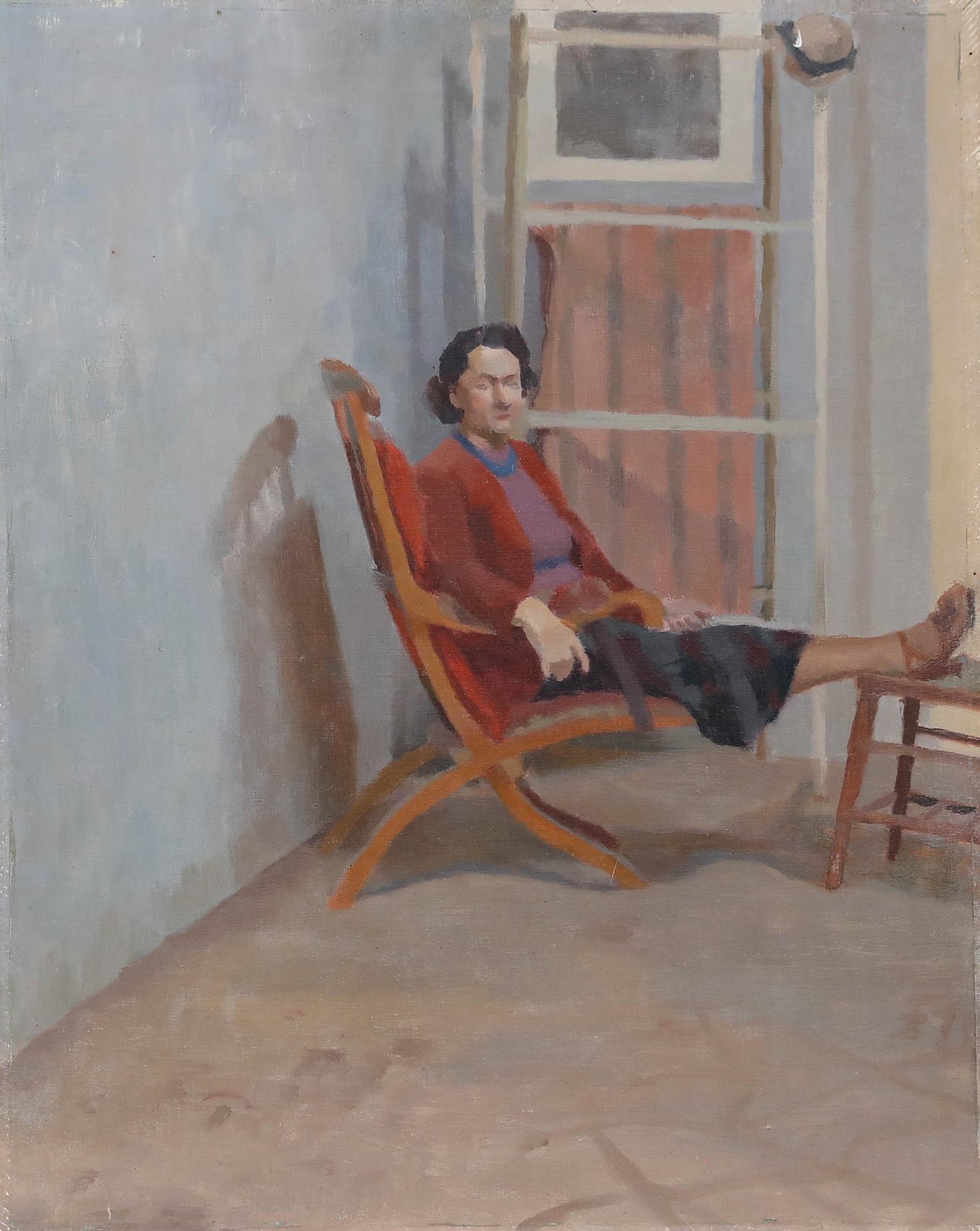 Pauline Plummer (b.1933) - 20th Century Oil, On the Sunlit Porch For Sale 1