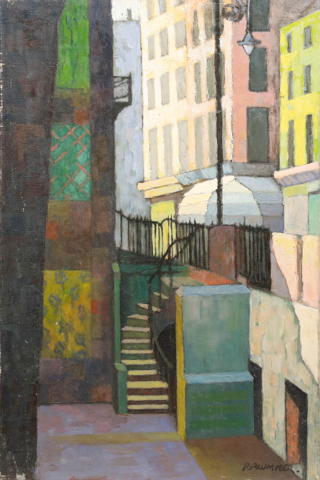 Pauline Plummer (nata nel 1933) - Olio del XX secolo, Patchwork in vendita 1