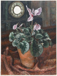 Pauline Plummer (geb. 1933) - 20. Jahrhundert Öl, Rosa Alpenveilchen