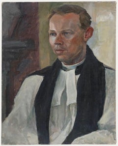 Pauline Plummer (nata nel 1933) - Olio del XX secolo, Ritratto di un vicario