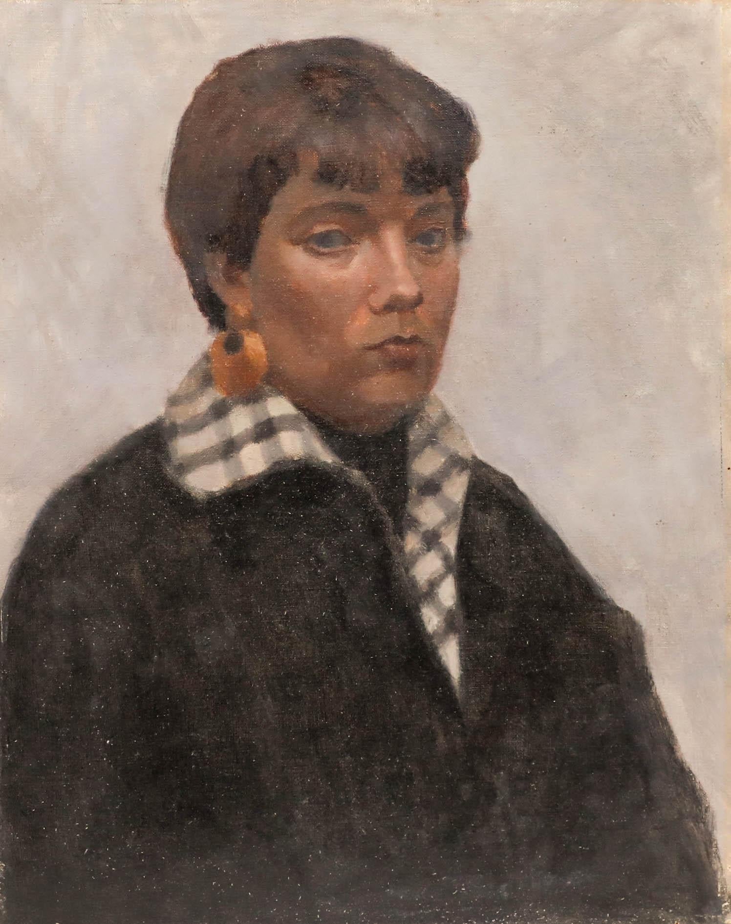 Pauline Plummer (née en 1933) - 20e siècle Huile, Portrait d'Emis en vente 1