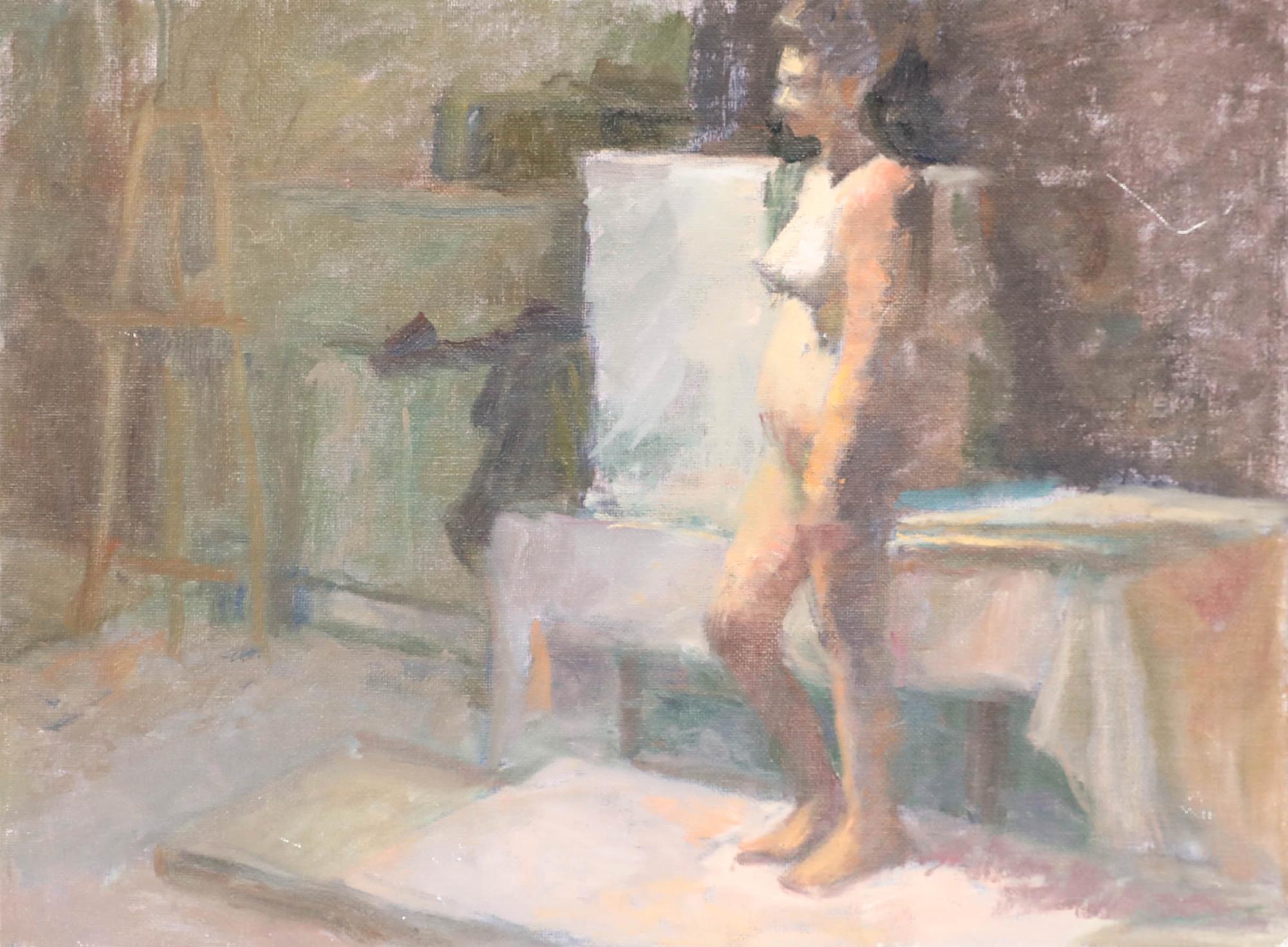Pauline Plummer (b.1933) - 20th Century Oil, Standing Nude For Sale 1