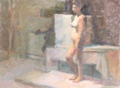 Pauline Plummer (b.1933) - 20th Century Oil, Standing Nude