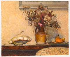 Pauline Plummer (nata nel 1933) - Olio del 20° secolo, Natura morta con fiori secchi