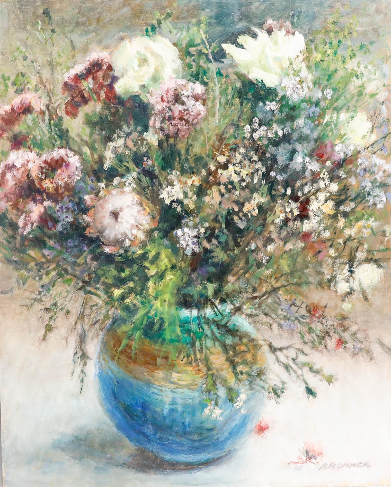 Pauline Plummer (geb. 1933) - 20. Jahrhundert Öl, Der Sommerstrauß im Angebot 1