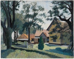 Pauline Plummer (geb. 1933) - 20. Jahrhundert Öl, Blick auf den Bauernhof