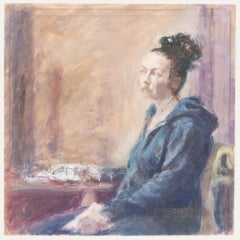 Pauline Plummer (geb.1933) - 20. Jahrhundert Öl, Warten