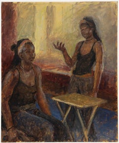 Pauline Plummer (nata nel 1933) - Olio contemporaneo, Una conversazione