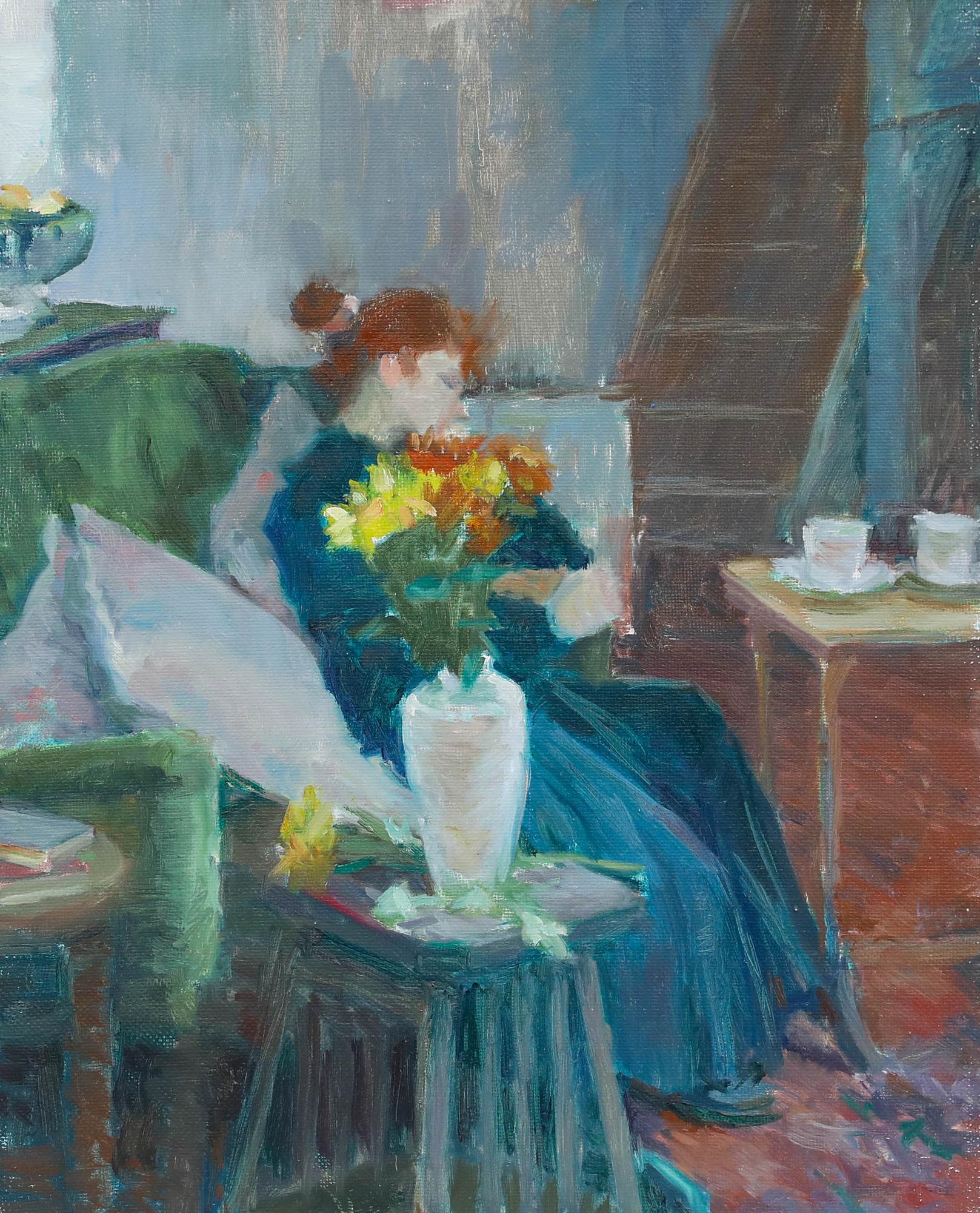 Pauline Plummer (née en 1933) - Huile contemporaine, A Quick NAP en vente 1