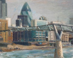Pauline Plummer (née en 1933) - Huile contemporaine, Vue du Gherkin