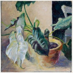 Pauline Plummer (geb. 1933) - Zeitgenössisches Öl, das Aufmerksamkeit verlangt
