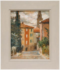 Pauline Plummer (geb. 1933) - Zeitgenössisches Öl, Saint Saturnin aus den Ruinen