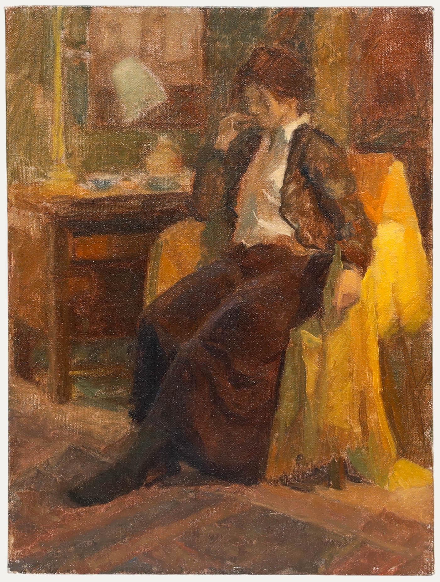 Pauline Plummer (née en 1933) - Huile contemporaine, La couverture jaune