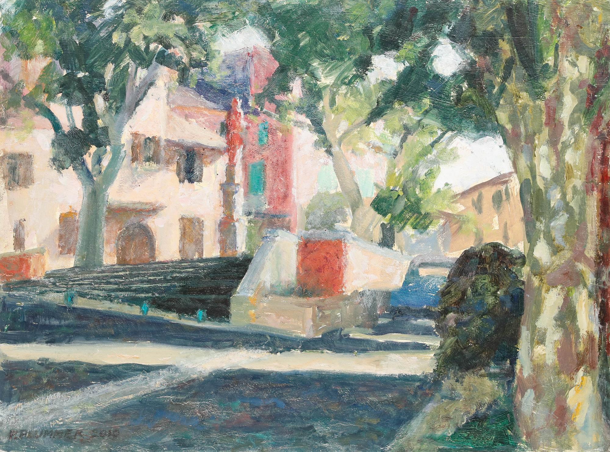 Pauline Plummer (geb. 1933) - Zeitgenössisches Öl, Villars im Angebot 1