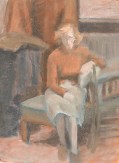 Pauline Plummer (b.1933) - Double Sided 20th Century Oil, Seated Lady