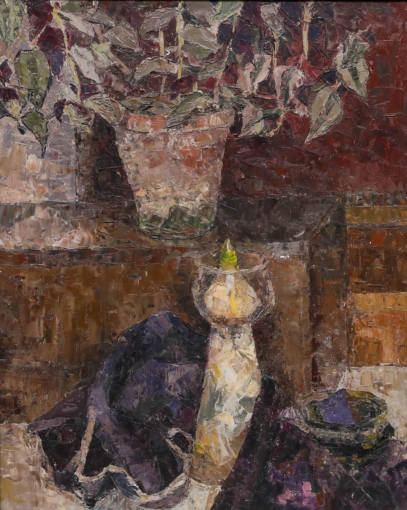 Pauline Plummer (geb. 1933) - Gerahmtes Öl des 20. Jahrhunderts, Hyazinthe in einer Vase im Angebot 1