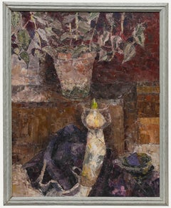 Pauline Plummer (geb. 1933) - Gerahmtes Öl des 20. Jahrhunderts, Hyazinthe in einer Vase