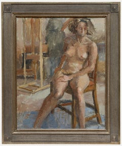 Pauline Plummer (geb. 1933) - Gerahmtes Ölgemälde des 20. Jahrhunderts, Das Mädchen mit dem zerzausten Haar