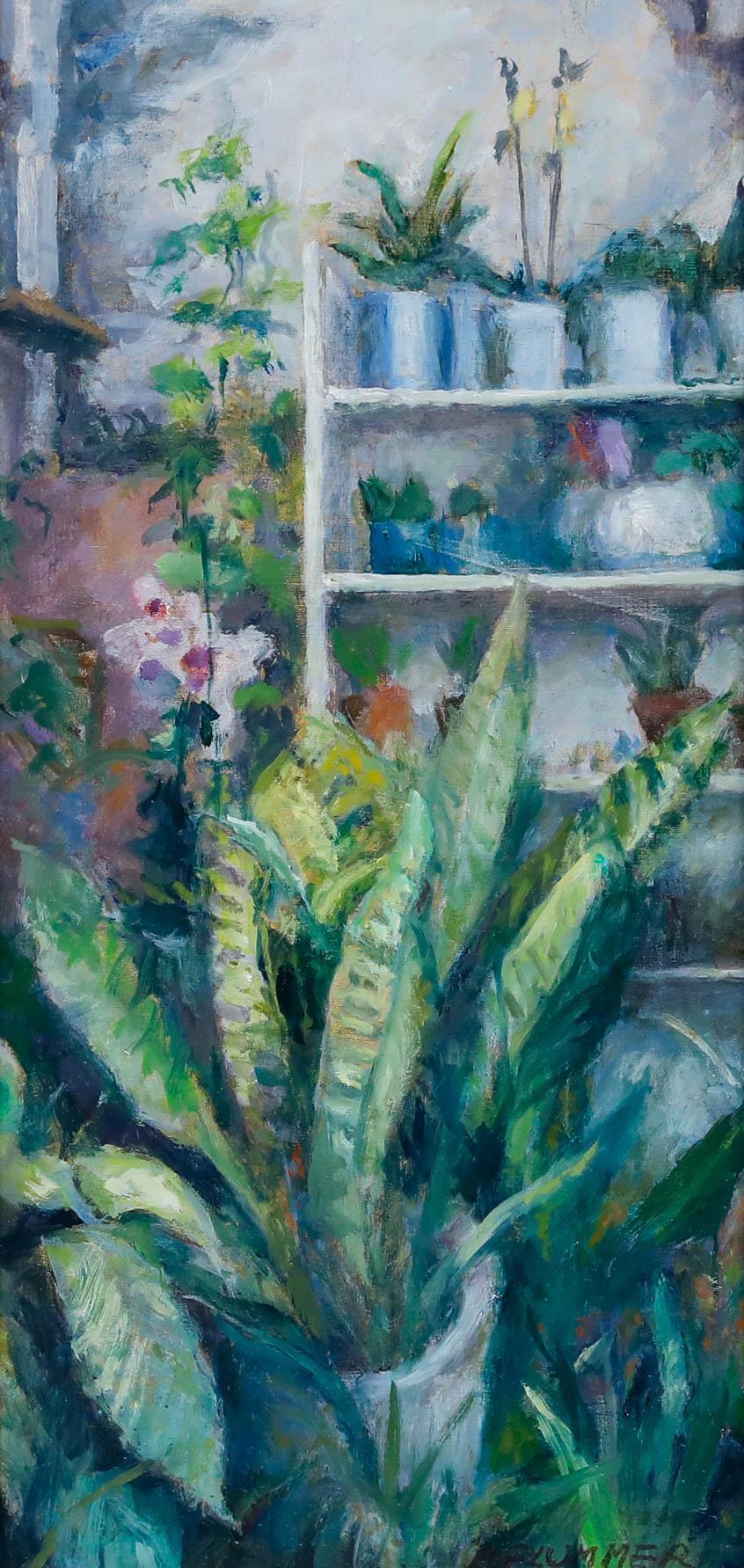 Pauline Plummer (nata nel 1933) - Olio del XX secolo incorniciato, Piante tropicali in vendita 1