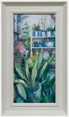 Pauline Plummer (nata nel 1933) - Olio del XX secolo incorniciato, Piante tropicali