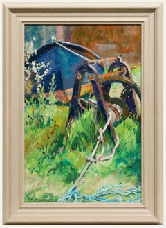 Pauline Plummer (geb. 1933) - Gerahmtes zeitgenössisches Öl, Eine rostige Winde
