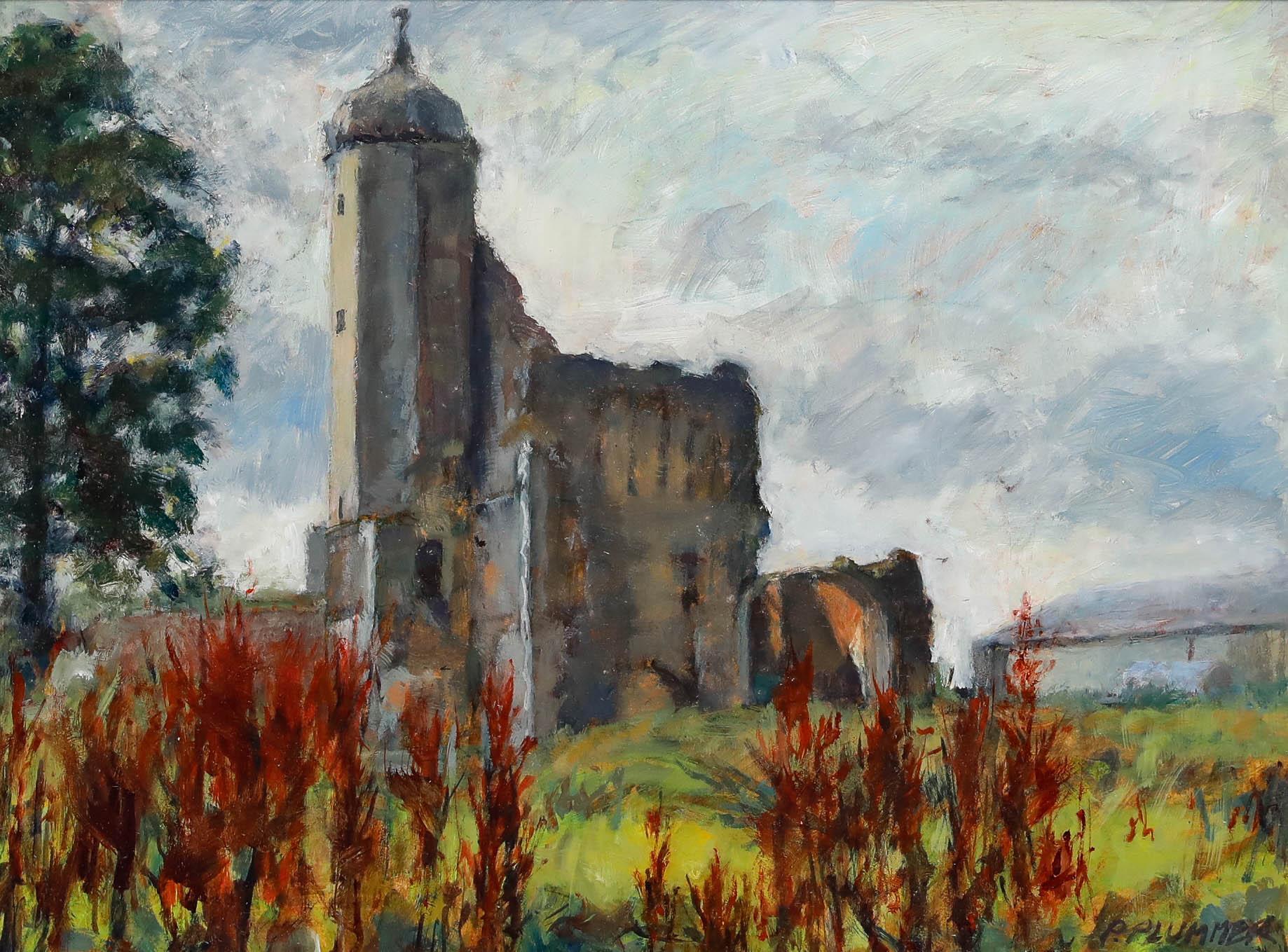 Pauline Plummer (geb. 1933) - Gerahmtes zeitgenössisches Öl, Baconsthorpe Castle im Angebot 1