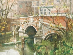Pauline Plummer (geb. 1933) - Gerahmtes zeitgenössisches Öl, Bishop's Bridge, Norwich