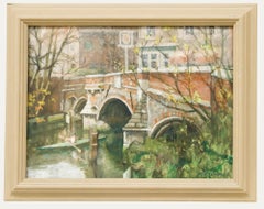 Pauline Plummer (b.1933) - Framed Contemporary Oil, Bishop's Bridge, Norwich