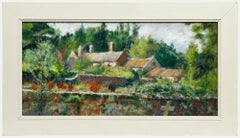 Pauline Plummer (nata nel 1933) - Olio contemporaneo incorniciato, Tetti di un cottage