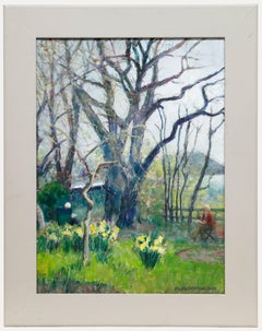 Pauline Plummer (geb. 1933) - Gerahmtes zeitgenössisches Öl, Enjoying Diana's Garden