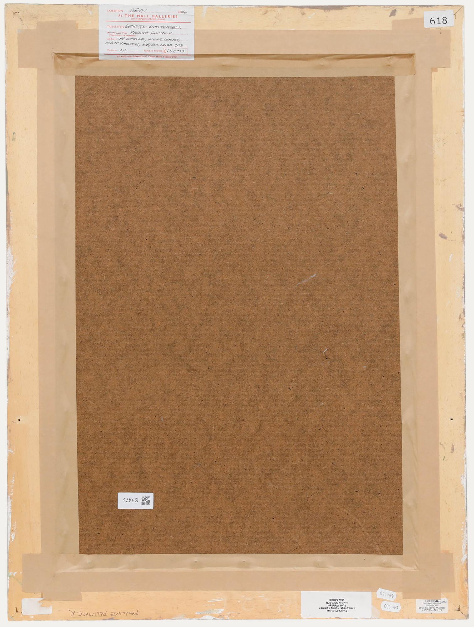 Pauline Plummer (geb. 1933) - Gerahmtes zeitgenössisches Öl, Gotischer Krug mit Teelichtern im Angebot 2