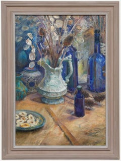 Pauline Plummer (b.1933) - Framed Contemporary Oil, Gothic Jug with Teasels