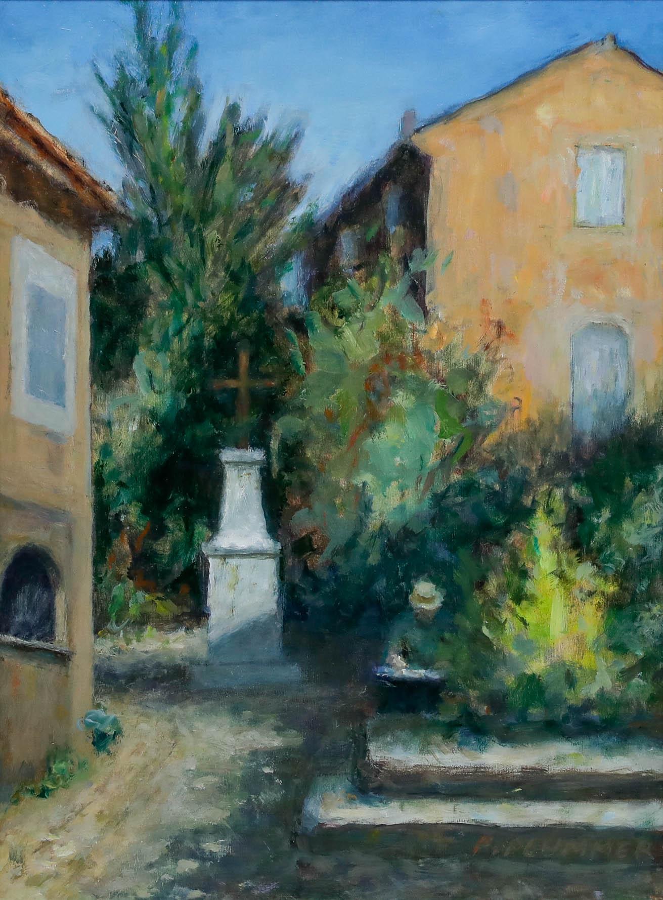 Pauline Plummer (geb. 1933) - Gerahmtes zeitgenössisches Öl, Skizze in der Provence im Angebot 1