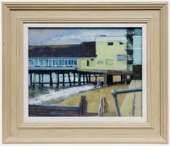 Pauline Plummer (nata nel 1933) - Olio contemporaneo incorniciato, Molo di Southwold