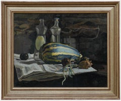 Pauline Plummer (b.1933) - Framed Mid 20th Century Oil, Marrow in the Cellar
