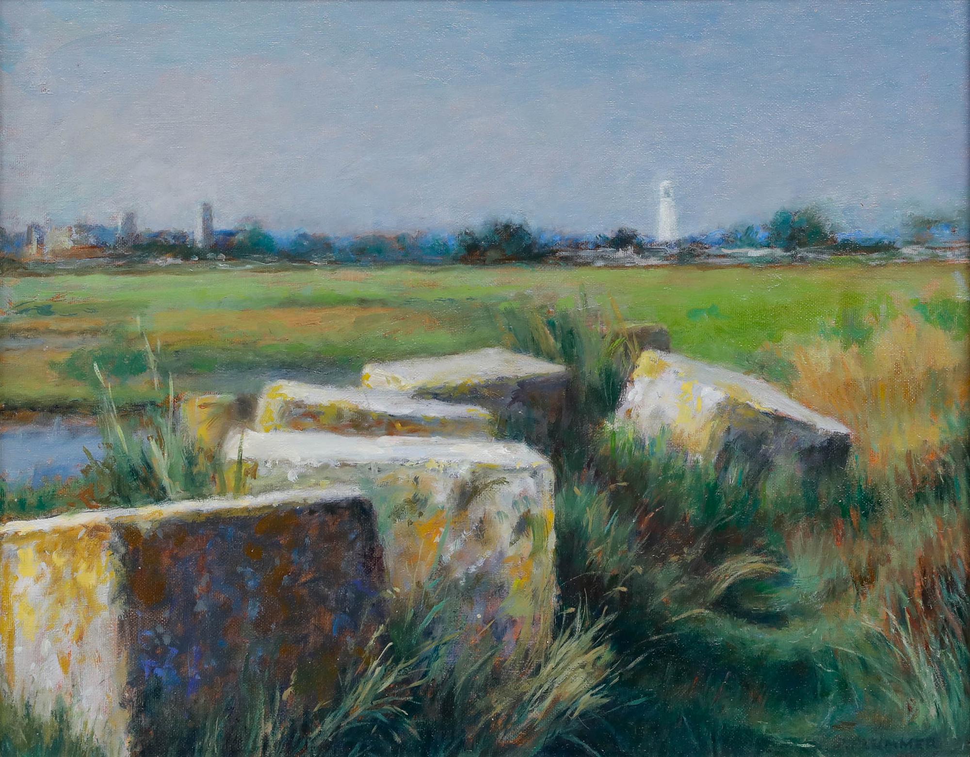 Pauline Plummer (geb. 1933) - Gerahmtes Öl, Historisches Denkmal, Walberswick im Angebot 1