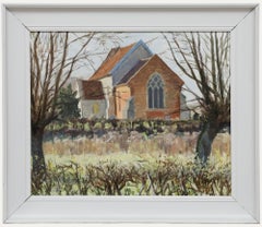 Pauline Plummer (b.1933) - Framed Oil, St Andrews Church, Redlingfield