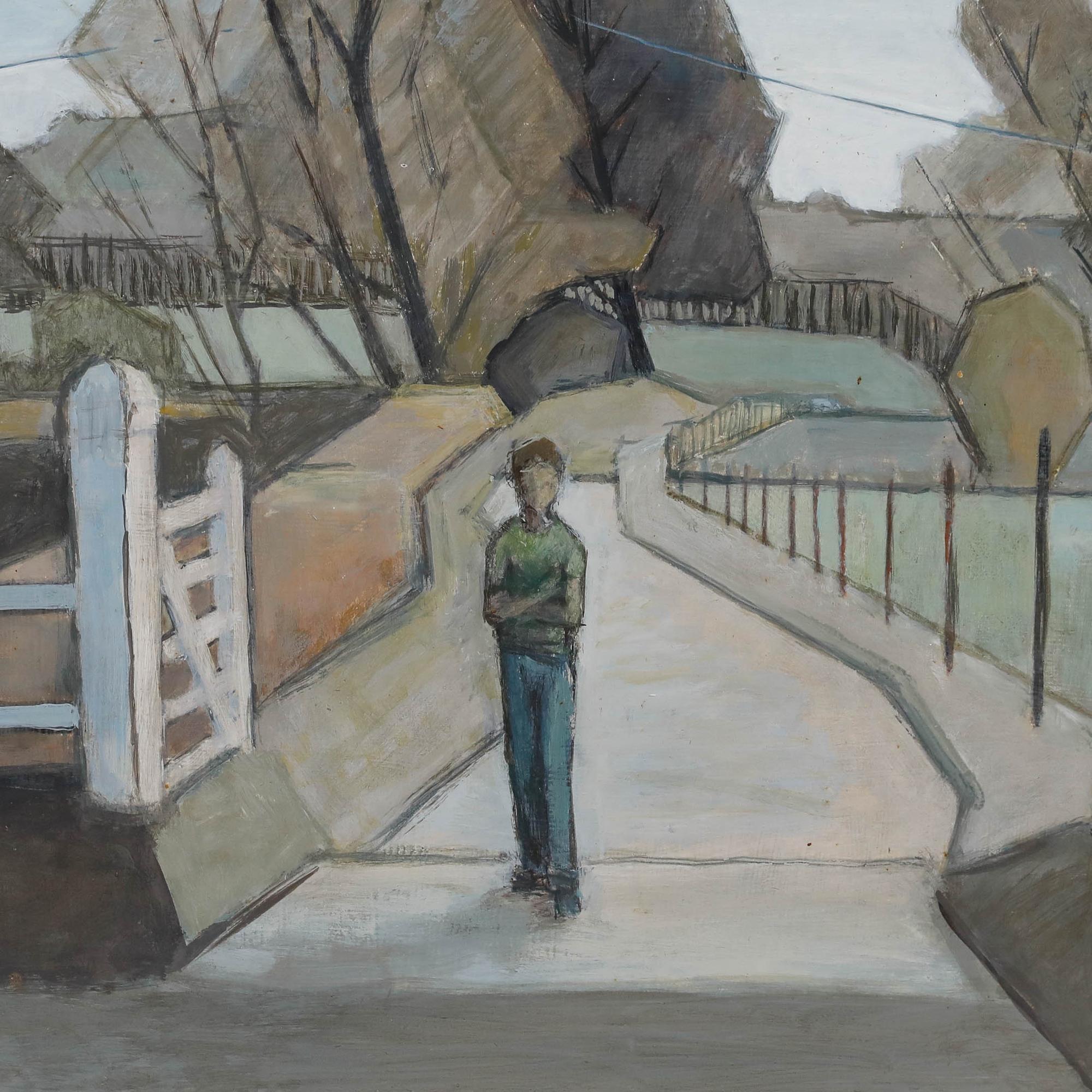 Pauline Plummer (née en 1933) - Huile du milieu du XXe siècle, At the End of the Drive en vente 2