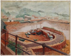 Pauline Plummer (geb. 1933) - Mitte 20. Jahrhundert Öl, Cornish Harbour at Low Tide
