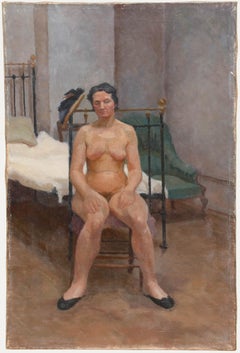 Pauline Plummer (b.1933) - Mid 20th Century Oil, Nude in the Bedroom