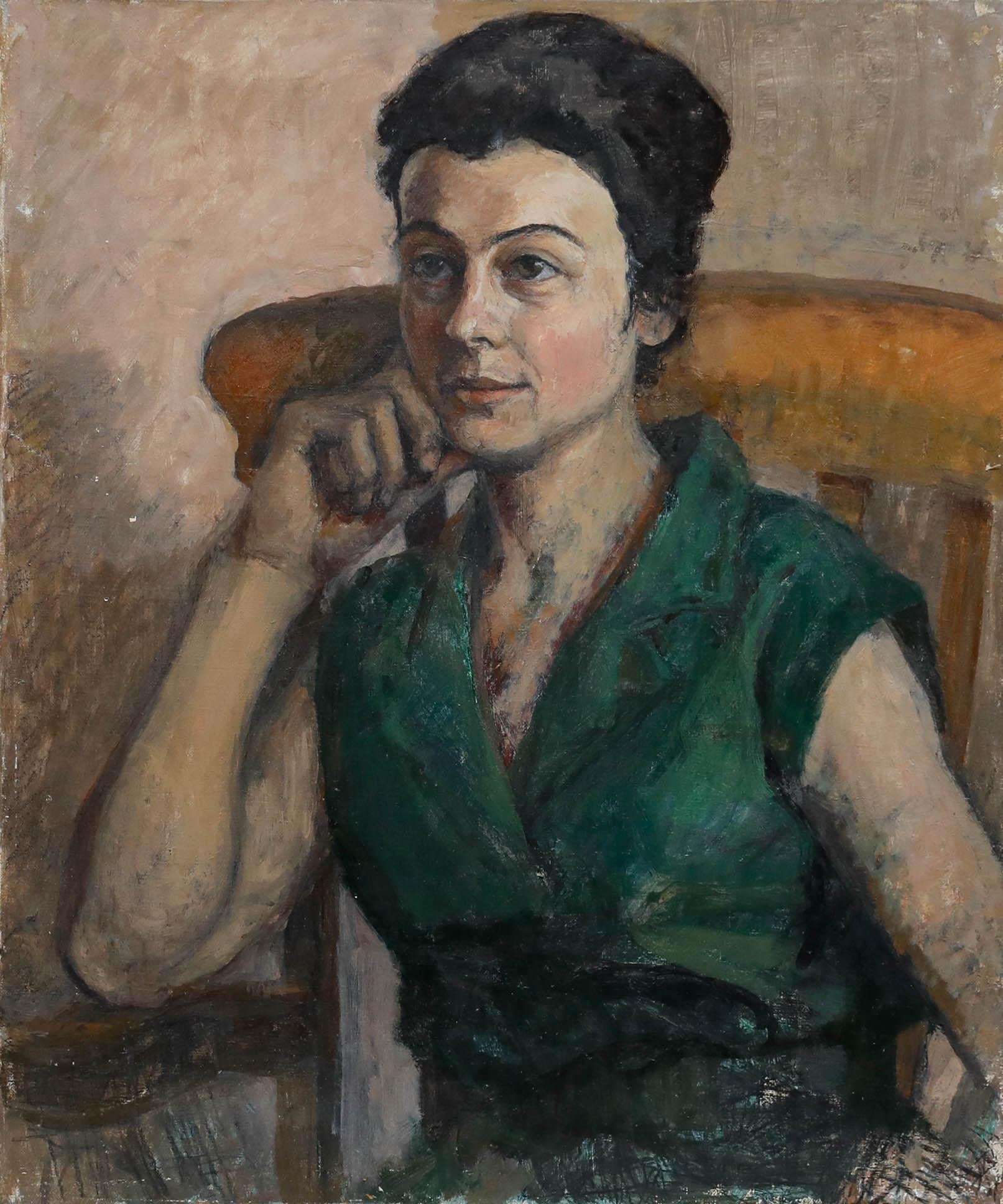 Pauline Plummer (née en 1933) - Milieu du XXe siècle Huile, Portrait d'Ewa en vente 1