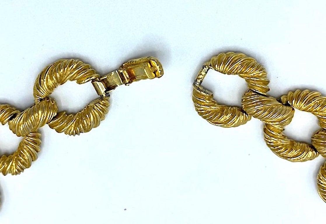 Pauline Rader 1970s Long Gold Rope Link Pendant Necklace 7