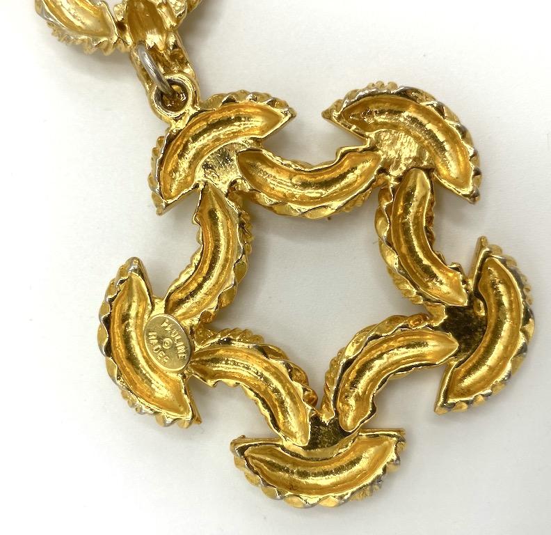 Pauline Rader 1970s Long Gold Rope Link Pendant Necklace 10