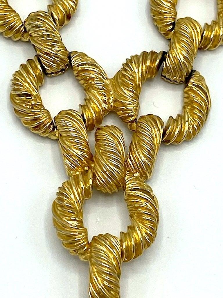 Pauline Rader 1970s Long Gold Rope Link Pendant Necklace 1