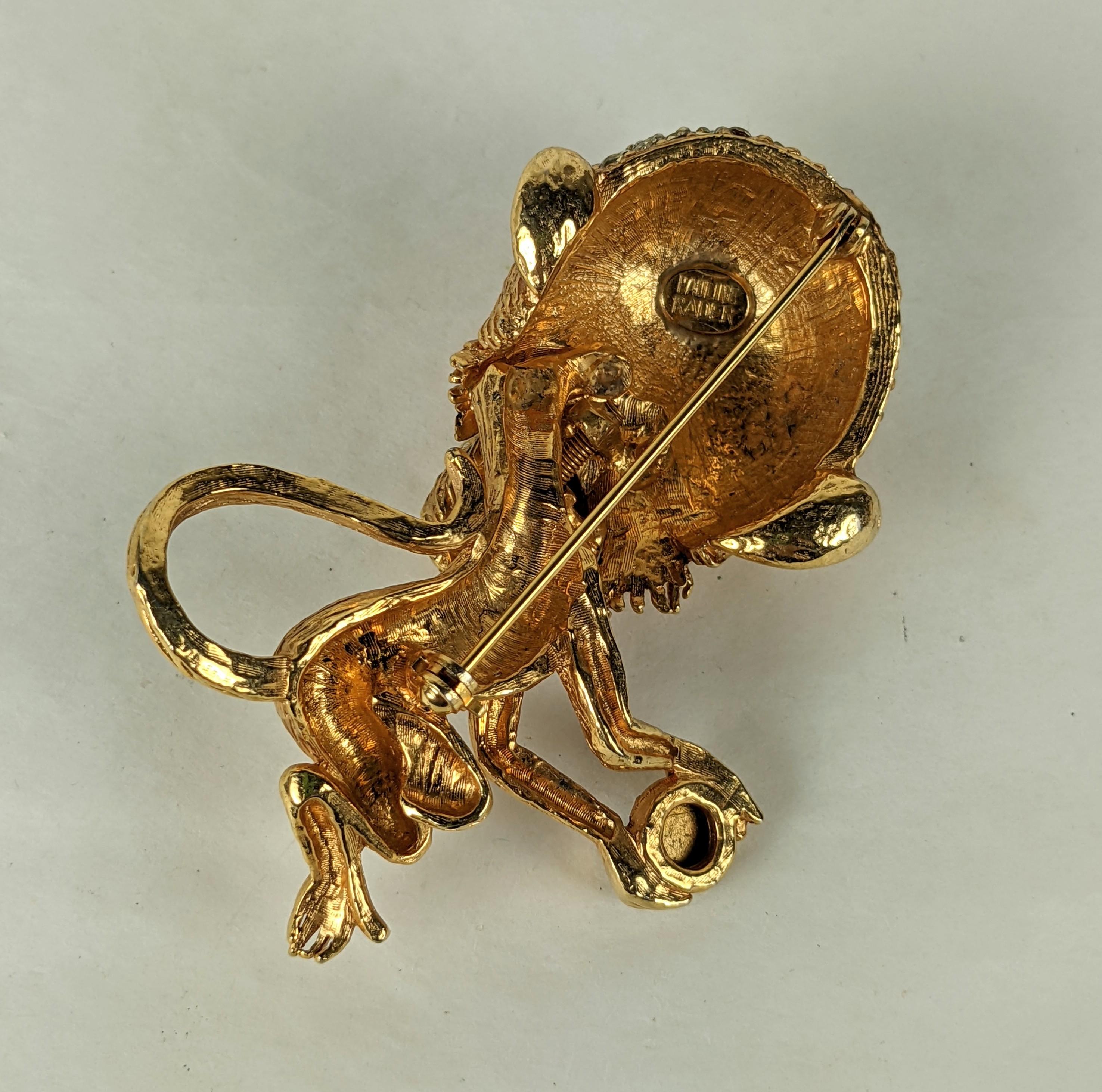 Pauline Rader Chattering Monkey Brooch In Good Condition For Sale In New York, NY
