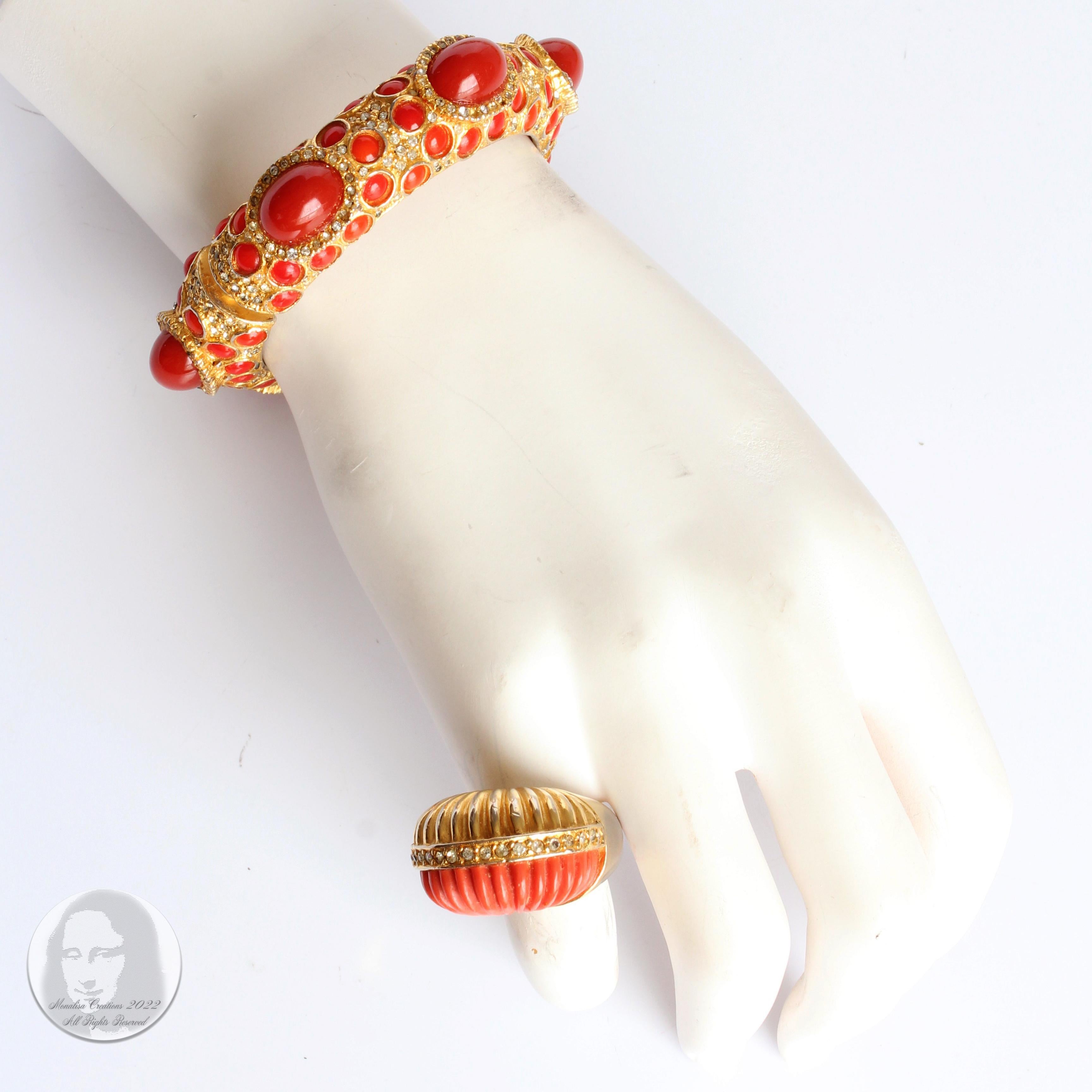 Pauline Rader ensemble collier pendentif, bracelet à pinces et bague vintage des années 70 en vente 4