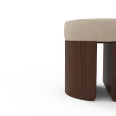 Pauline Stool by Nolita Harbour with Bouclé Seat & Walnut Frame