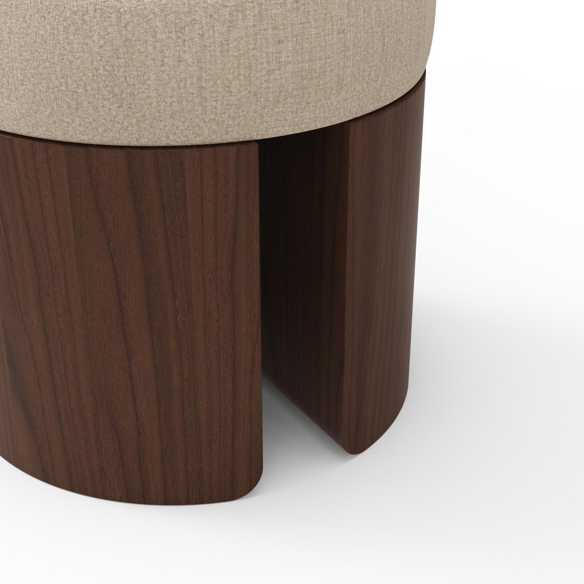 Hand-Crafted Pauline Stool by Nolita Harbour with Bouclé Seat & Walnut Frame For Sale